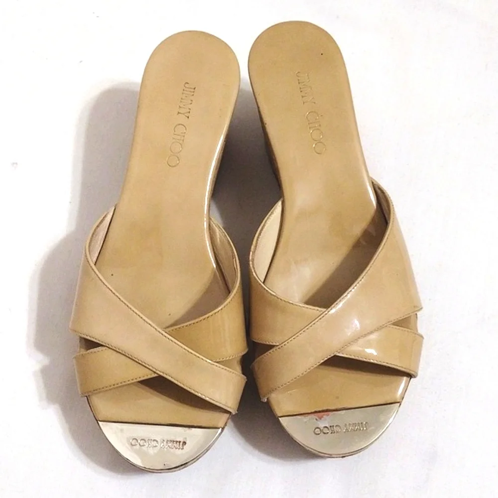 Jimmy Choo Prima Cork Wedge Platform Sandals 36.5 / 5.5 Designer Luxury Shoes